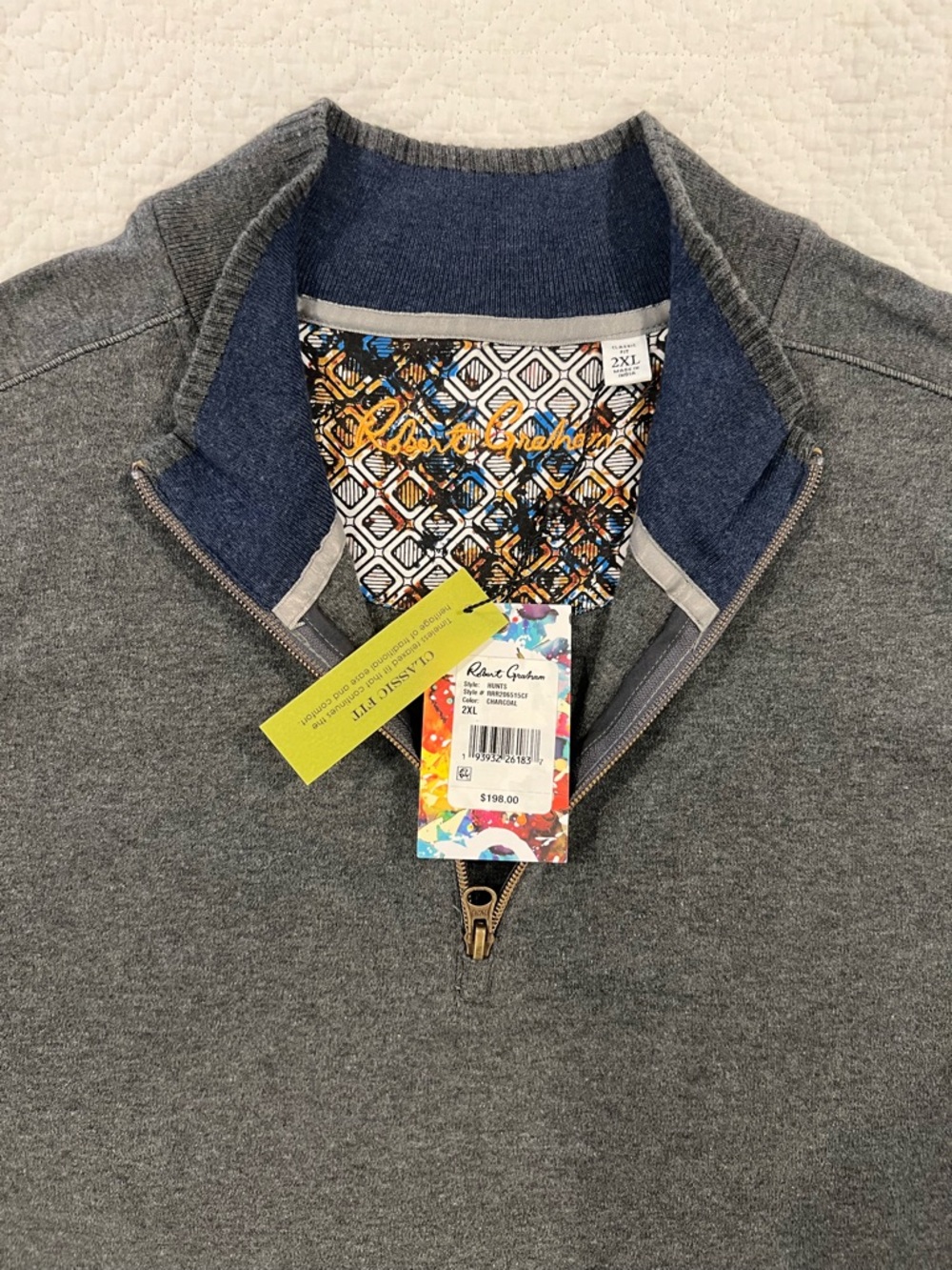 Robert Graham Gray 2XL 1/4 Zip Pullover Sweater